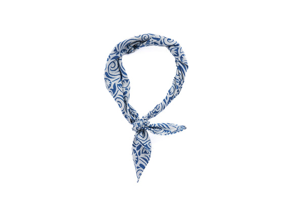 Blue White Motif Block Print Neckerchief