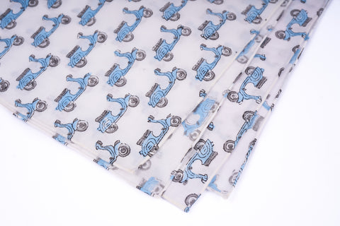 Blue Scooters Block Print Neckerchief