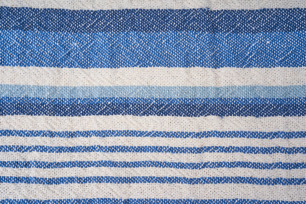Scarf: Blue Stripes Cotton Crepe
