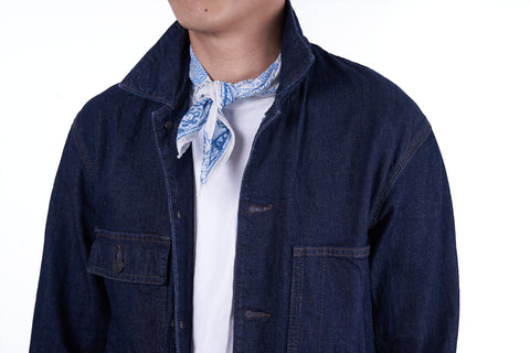 Blue Paisley Block Print Neckerchief