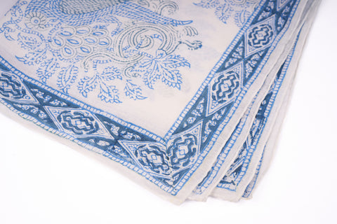 Blue Paisley Block Print Neckerchief