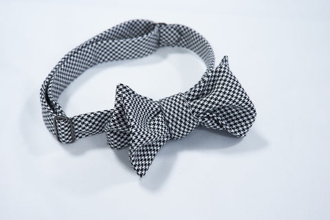 Black-White Silk Houndstooth Bow Tie (last piece)