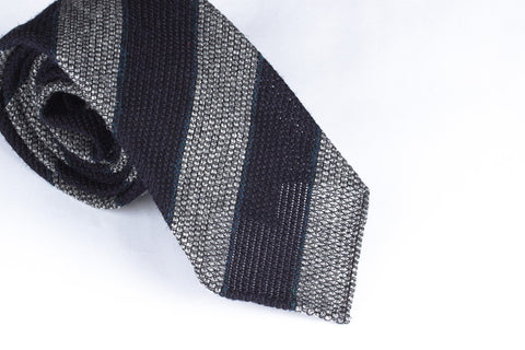 Grey-Navy Grenadine Wool Silk