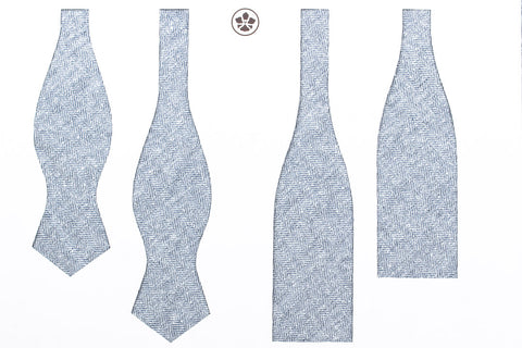Light Blue Silk Linen Herringbone Bow Tie
