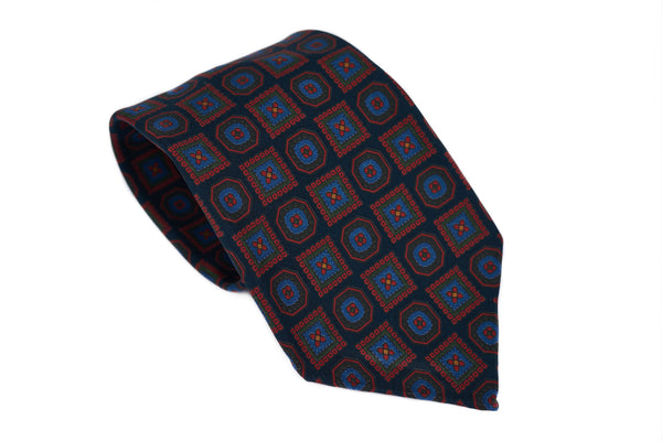 Blue-Red Square Octagon Motif Ancient Madder