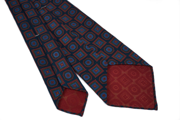 Blue-Red Square Octagon Motif Ancient Madder