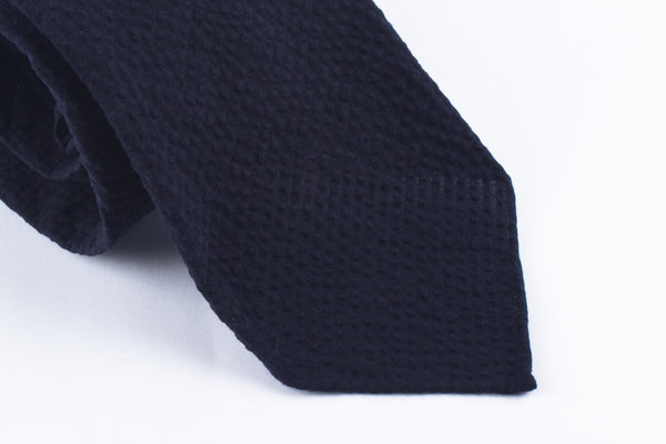Navy Seersucker in Cotton