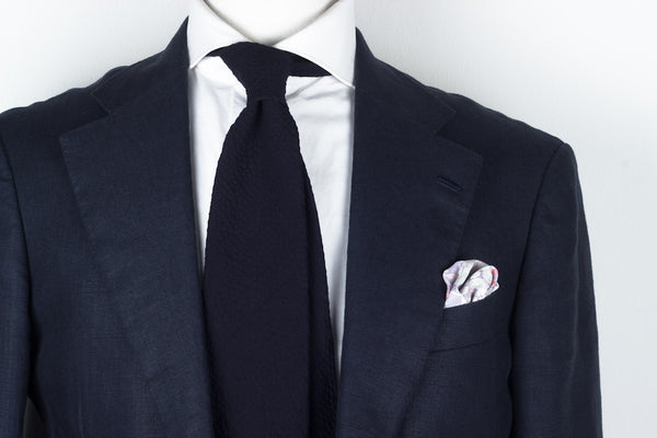 Navy Seersucker in Cotton
