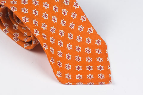 Orange Flowers Printed Linen