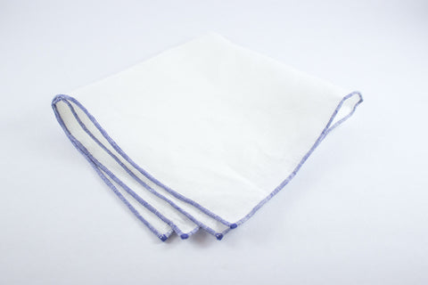 White Linen with Blue Border