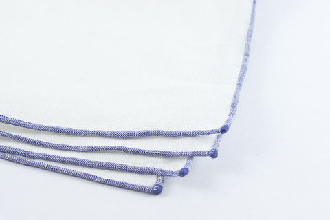 White Linen with Blue Border