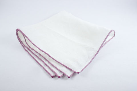 White Linen with Red Border