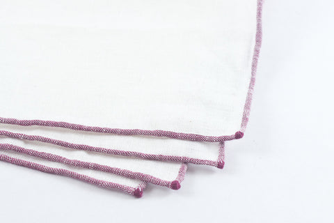 White Linen with Red Border