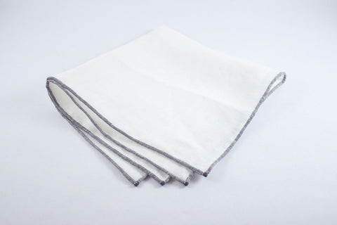 White Linen with Brown Border