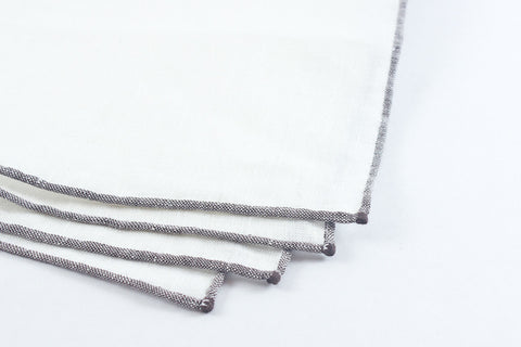 White Linen with Brown Border