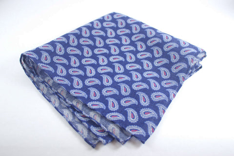 Scarf: Blue Mélange Wool Paisley