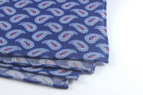 Blue Mélange Wool Paisley