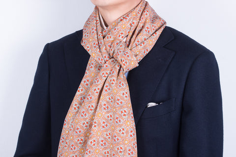 Scarf: Orange-White Arabesque