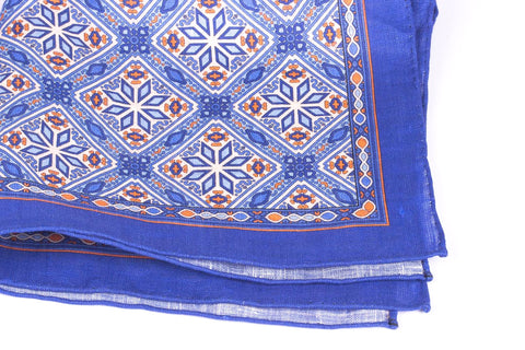 Bright Blue Tiles in Linen