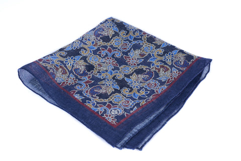 Navy Paisley Linen Silk