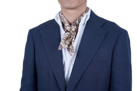 Taupe Lotus Block Print Neckerchief