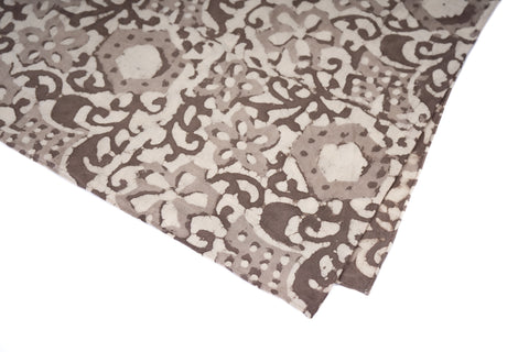 Taupe Lotus Block Print Neckerchief