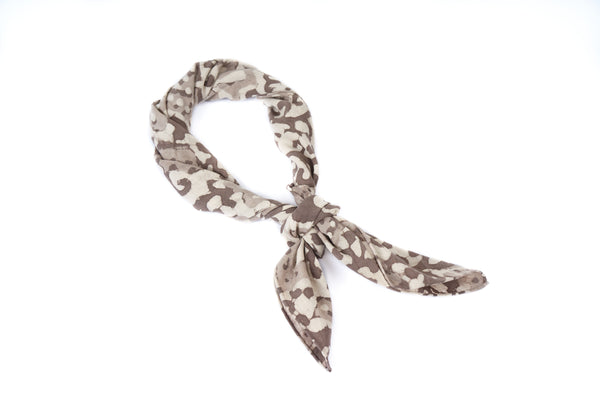 Taupe Lotus Block Print Neckerchief