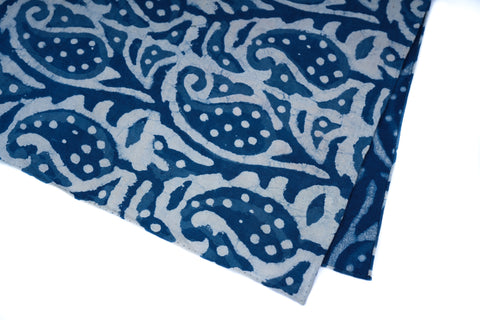Blue Paisley Block Print Neckerchief
