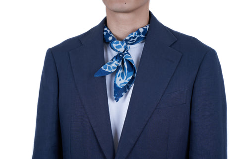 Blue Leaf Block Print Neckerchief