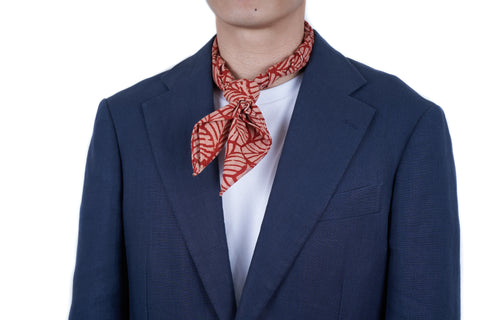 Red Leaf Block Print Neckerchief