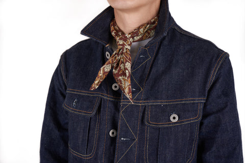 Rust-Orange Floral Block Print Neckerchief