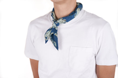 Blue Elephants Block Print Neckerchief (last piece)
