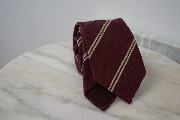 3 1/8" x 55" - Burgundy-Cream Double Bar Shantung (OOS)