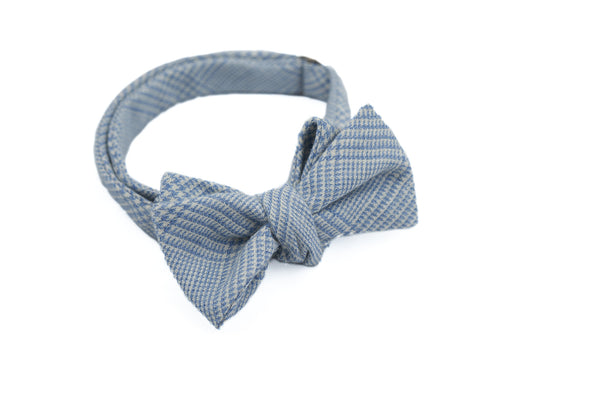 White-Blue Glencheck Bow Tie