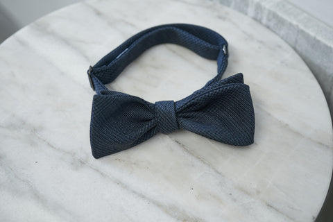 Marling & Evans Blue Glencheck in Wool Bow Tie (last piece)