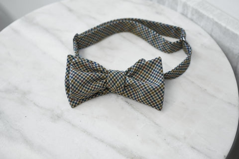 Loro Piana Green-Mustard-Burgundy Checks Bow Tie (last piece)