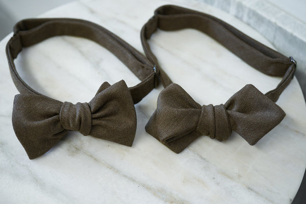Undyed Escorial Brown Herringbone Bow Tie (only 1 piece in each style)