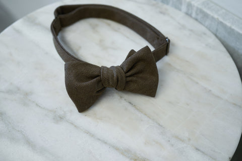 Undyed Escorial Brown Herringbone Bow Tie (only 1 piece in each style)