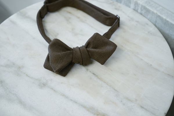 Undyed Escorial Brown Herringbone Bow Tie (only 1 piece in each style)