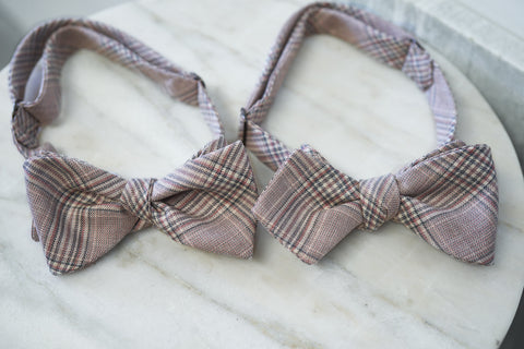 Pink-Grey Glencheck Bow Tie (only 1 piece in each style)
