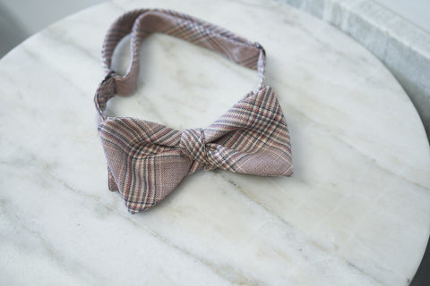 Pink-Grey Glencheck Bow Tie (only 1 piece in each style)
