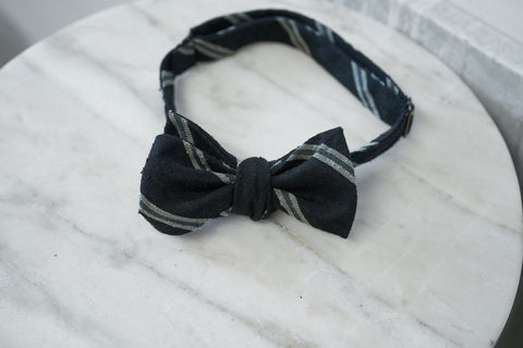 Grey-White Shantung Stripes Bow Tie (last piece)