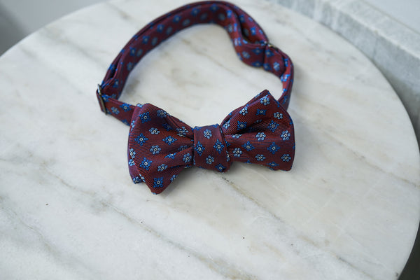 Burgundy with Blue Flowers Bow Tie (OOS)