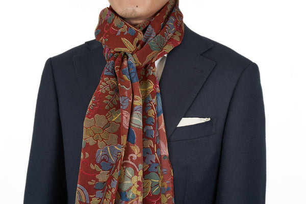 Scarf: Brick Large Flowers