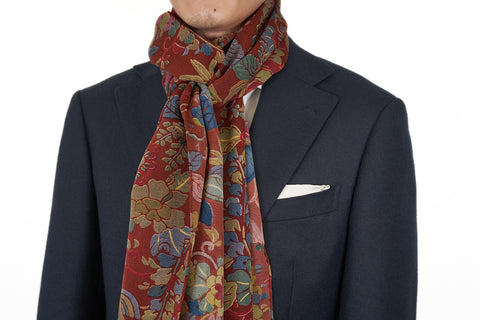 Scarf: Brick Large Flowers