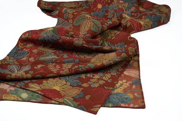 Scarf: Brick Large Flowers