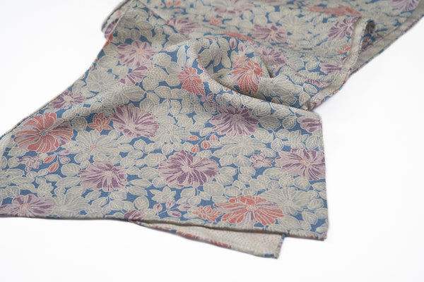 Scarf: Blue-Grey Chrysanthemums