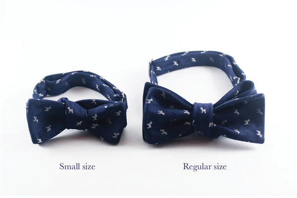 White-Blue Glencheck Bow Tie