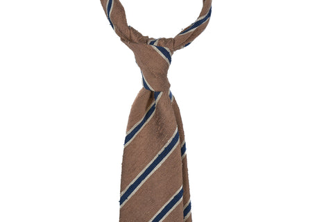 Latte Blue Striped Shantung