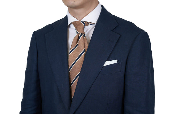 Latte Blue Striped Shantung
